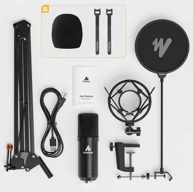 Alt view image 5 of 7 - USB Microphone, MAONO 192KHZ/24Bit Plug & Play PC Computer Podcast Condenser Cardioid Metal Mic Kit with Professional Sound Chipset for Recording, Gaming, Singing, YouTube (AU-A04)