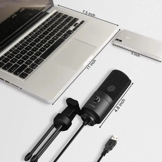 Alt view image 5 of 7 - FIFINE USB Microphone, Metal Condenser Recording Microphone for Laptop MAC or Windows Cardioid Studio Recording Vocals, Voice Overs,Streaming Broadcast and YouTube Videos-K669B