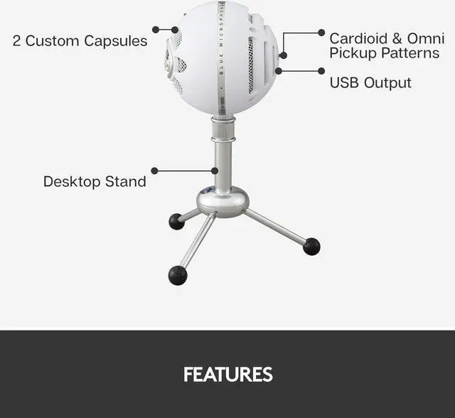 Alt view image 6 of 7 - For Creators Blue Snowball iCE USB Microphone for Gaming, Streaming, Podcasting, Twitch, YouTube, Discord, Recording for PC and Mac, Plug & Play-Black