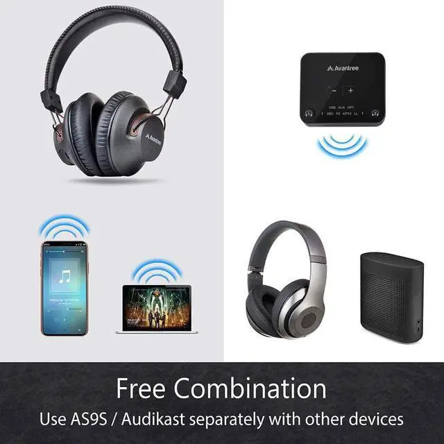 Alt view image 7 of 7 - Avantree HT4189 40Hrs Wireless Headphones Set for TV Watching with Transmitter (Digital Optical AUX RCA), No Delay, Dual Link Support, High Volume Over Ear Headset for Seniors, Long Range