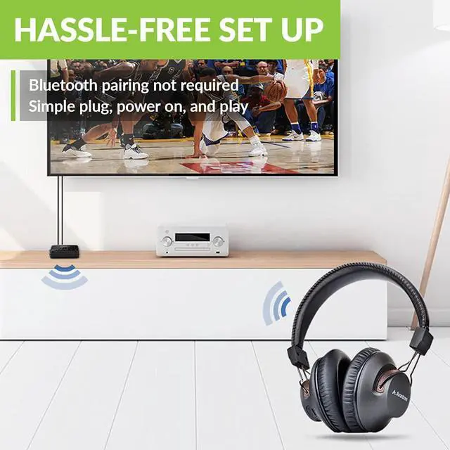 Alt view image 4 of 7 - Avantree HT4189 40Hrs Wireless Headphones Set for TV Watching with Transmitter (Digital Optical AUX RCA), No Delay, Dual Link Support, High Volume Over Ear Headset for Seniors, Long Range