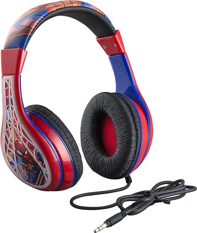 Alt view image 2 of 7 - Spider Man Kids Headphones, Adjustable Headband, Stereo Sound, 3.5Mm Jack, Wired Headphones for Kids, Tangle-Free, Volume Control, Foldable, Childrens Headphones Over Ear for School Home, Travel
