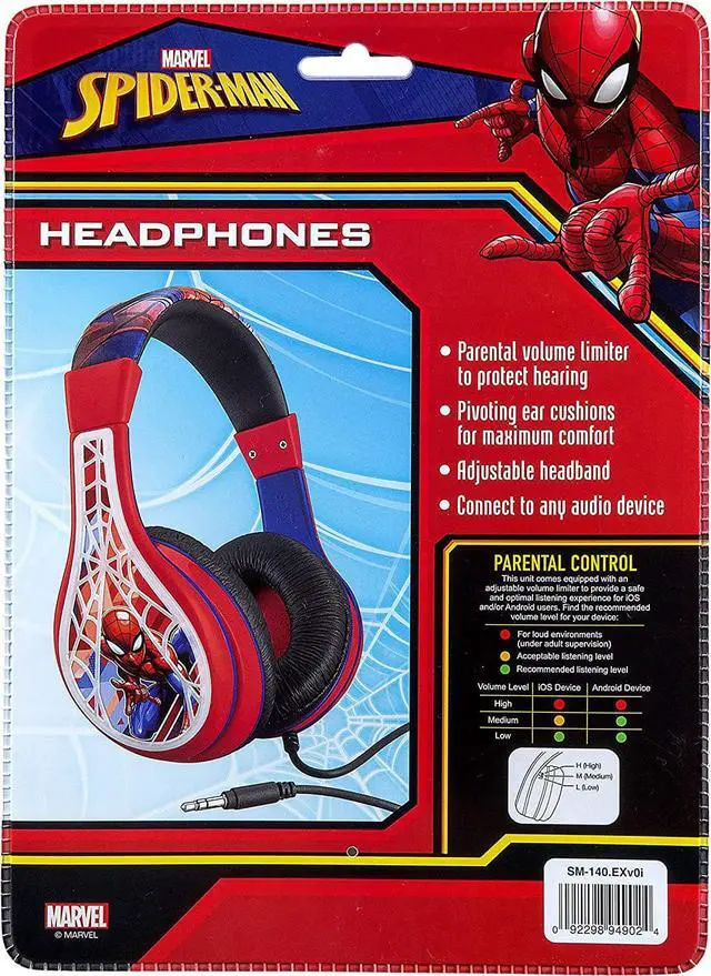 Alt view image 7 of 7 - Spider Man Kids Headphones, Adjustable Headband, Stereo Sound, 3.5Mm Jack, Wired Headphones for Kids, Tangle-Free, Volume Control, Foldable, Childrens Headphones Over Ear for School Home, Travel