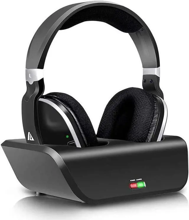 Main image of MONODEAL Wireless TV Headphones, Over Ear Headsets for TV Watching with Charging Dock, 2.4GHz RF Transmitter, 100ft Wireless Range and Rechargeable 20 Hour Battery, Black