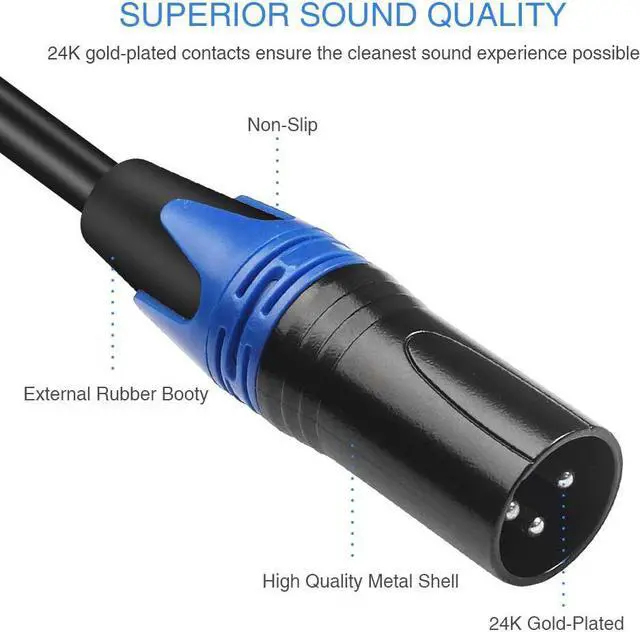 Alt view image 2 of 7 - 3.5mm to XLR Cable Unbalanced 1/8 inch Mini Jack TRS Stereo Male to XLR Male Microphone Audio Cable - 10 FT
