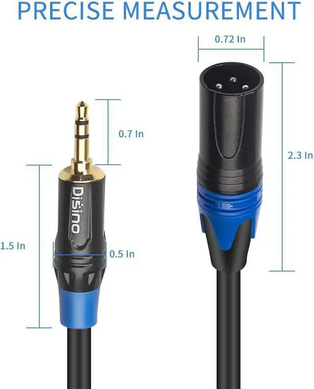 Alt view image 3 of 7 - 3.5mm to XLR Cable Unbalanced 1/8 inch Mini Jack TRS Stereo Male to XLR Male Microphone Audio Cable - 10 FT