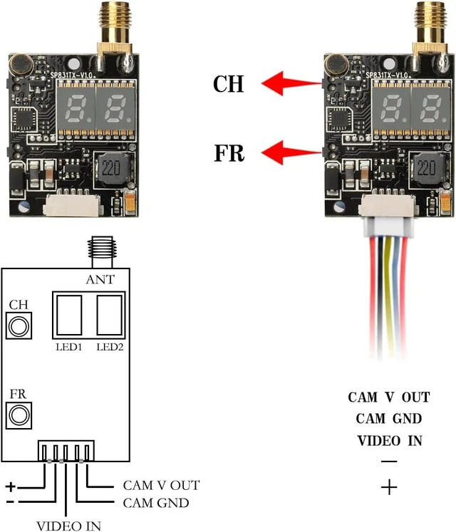 Alt view image 6 of 7 - KC04 5.8G 600mW FPV Transmitter with 700TVL 2.8mm 120-Degree Camera for Racing Quadcopter