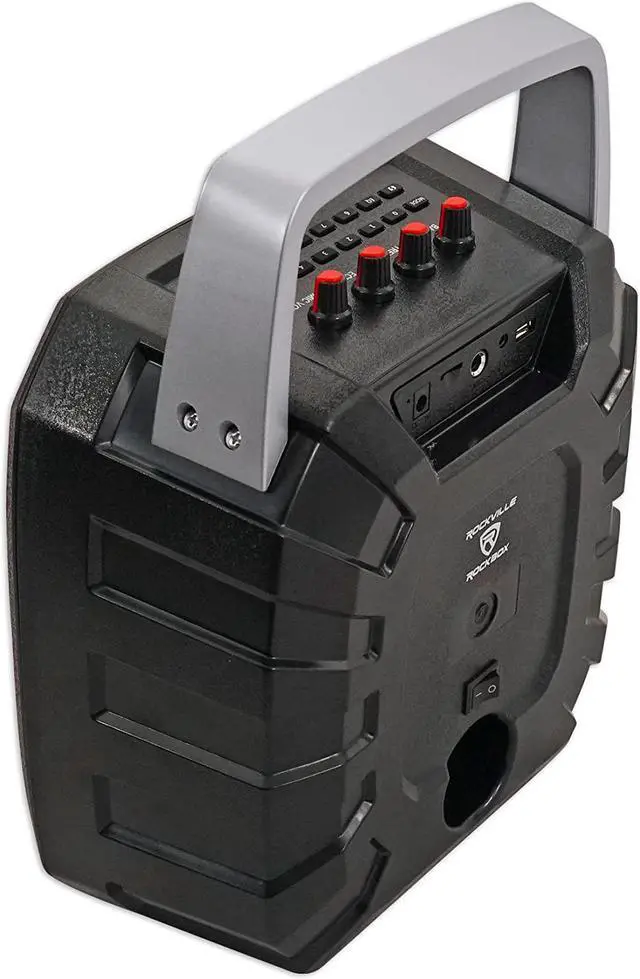 Alt view image 4 of 7 - Rockville ROCKBOX 6.5" 100W Portable Bluetooth Speaker, 6000mAh Battery, USB/SD/AUX/FM/Mic Input, 24hr Playtime, for Parties, Karaoke, and Outdoor Events