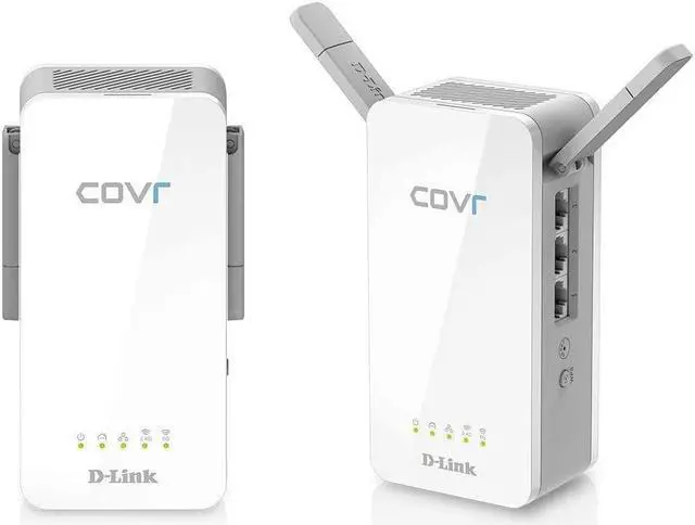 Main image of D-Link Powerline WiFi Adapter AC1200 COVR Smart Whole Home Mesh Wireless System, 2-Pack, Hybrid Dual Band Wall Plug in w/ 3 Gigabit Ethernet Ports Simple Setup (COVR-P2502-US), White