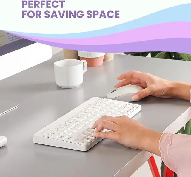 Alt view image 2 of 7 - Perixx Periduo-712W Wireless Mini Keyboard and Mouse Set, White, US English Layout,PERIDUO-712