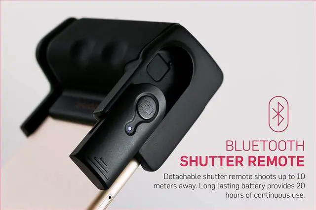 Alt view image 2 of 4 - Adonit Photogrip (Black) Shutter Remote Bluetooth Selfies Included Tripod, Travel Case, Mini Stylus. Smartphone HandGrip Camera Stable Shots for iPhone, Android, Samsung, LG, Google Pixel, HTC