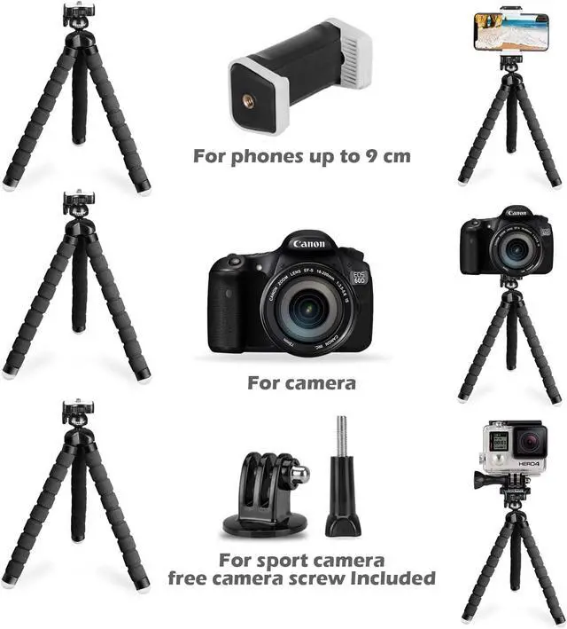 Alt view image 2 of 7 - Phone Tripod, Premium Flexible Phone Tripod with Remote and Phone Mount, Mini Tripod Stand for Camera, GoPro