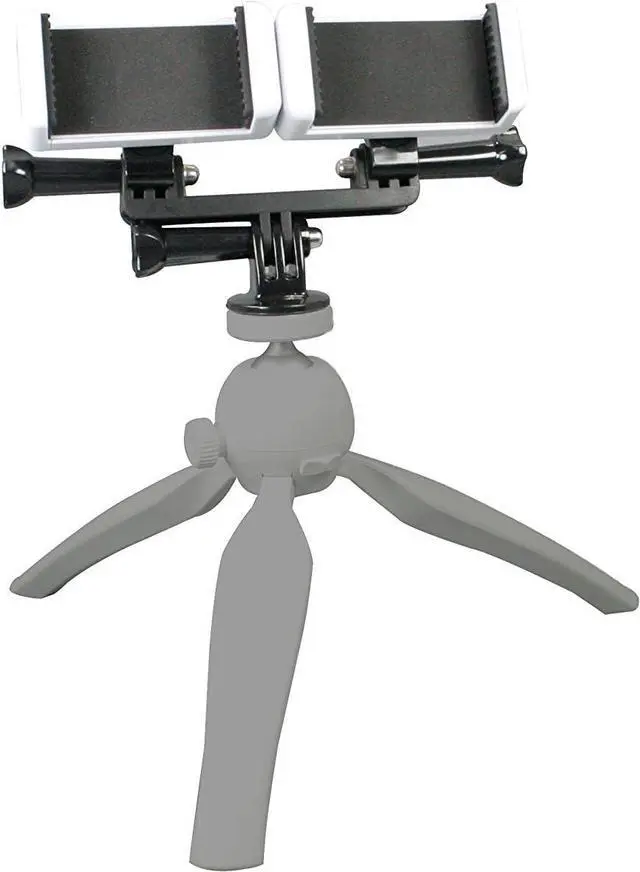 Alt view image 4 of 7 - Dual Tripod Mount Adapter for Smartphones and Action Cameras
