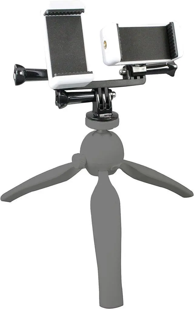 Alt view image 5 of 7 - Dual Tripod Mount Adapter for Smartphones and Action Cameras