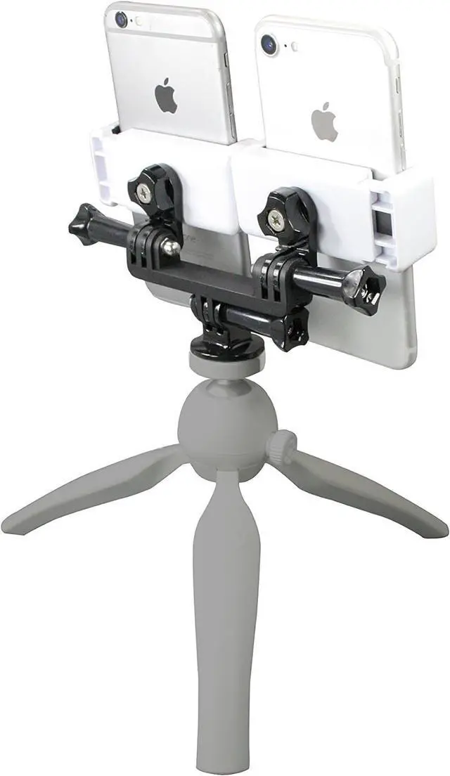 Alt view image 6 of 7 - Dual Tripod Mount Adapter for Smartphones and Action Cameras