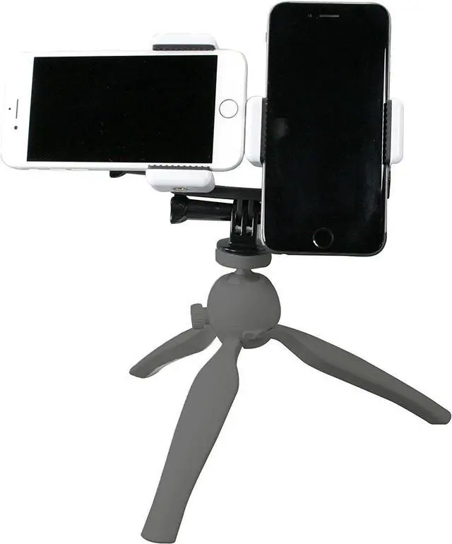 Alt view image 7 of 7 - Dual Tripod Mount Adapter for Smartphones and Action Cameras