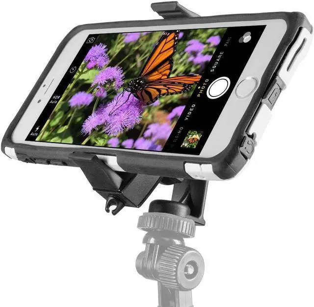 Alt view image 4 of 6 - ARKON Mounts Tripod Adapter with Phone Holder for iPhone XS Max XS XR X 8 Galaxy S10 S9 Note 9 8