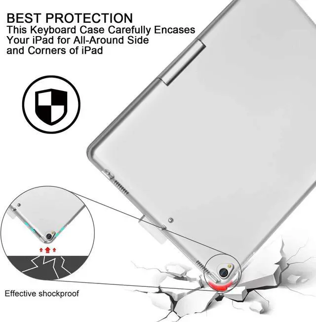 Alt view image 6 of 7 - ONHI New iPad 10.2 9th Gen Keyboard Case, Touchpad Keyboard Case for 10.2" iPad 8th &7th Gen, Air 3, iPad Pro 10.5,360° Rotation Protective Keyboard Case with Color Backlight, Slim Cover (Silver)