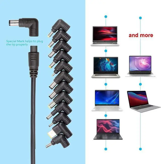 Alt view image 5 of 7 - Universal Laptop Charger with LCD Display 90W Slim AC Adapter Power Supply Cord with USB Port 5V2.1A for Mobile|Tablet Compatible with Lenovo HP Dell Toshiba Samsung Acer Asus and Most Notebooks