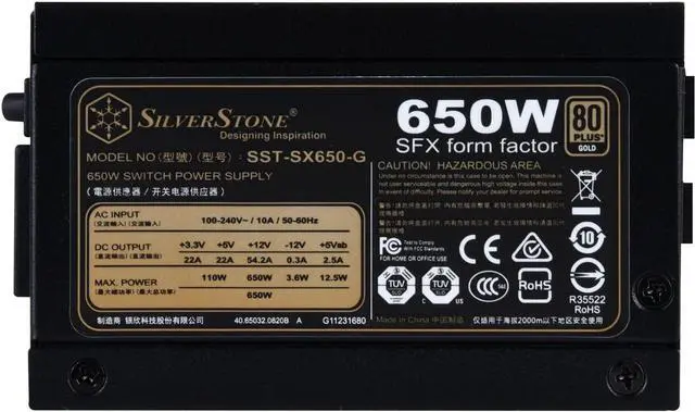 Alt view image 14 of 14 - 650W, SFX form factor, single +12V rails with 54.2A output, Silent 92mmFan with 18dBA, efficiency 80Plus Gold certification, fully modular cable, 4x 6+2pin PCI-E.