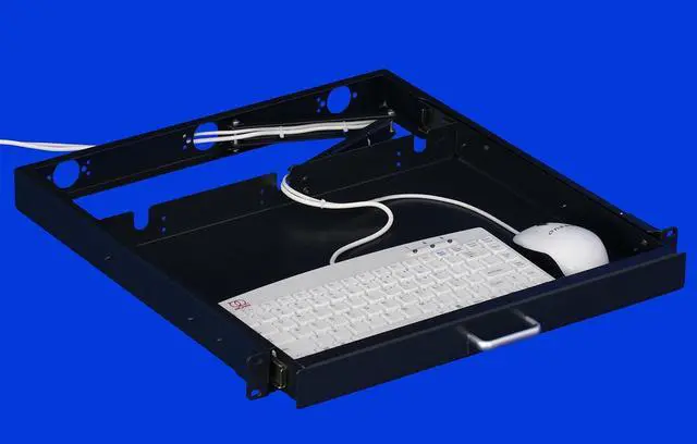 Alt view image 2 of 5 - 1U Rack Mount Sliding Keyboard Tray Cantilever for Server Data Network Rack
