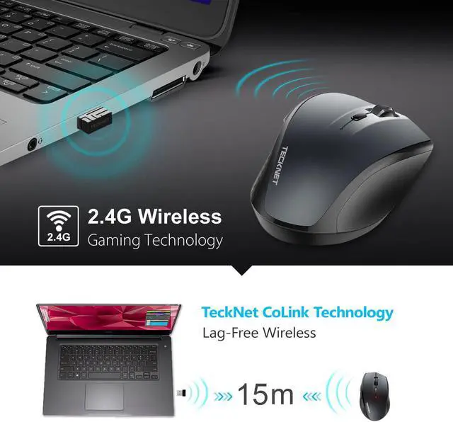Alt view image 4 of 7 - Wireless Mouse for Laptop 2.4G Wireless Computer Mouse with 3200 Adjustable DPI 30 Months Battery Ergonomic Grips 6 Buttons Cordless Mouse Portable Optical USB Mouse for PC Laptop Mac