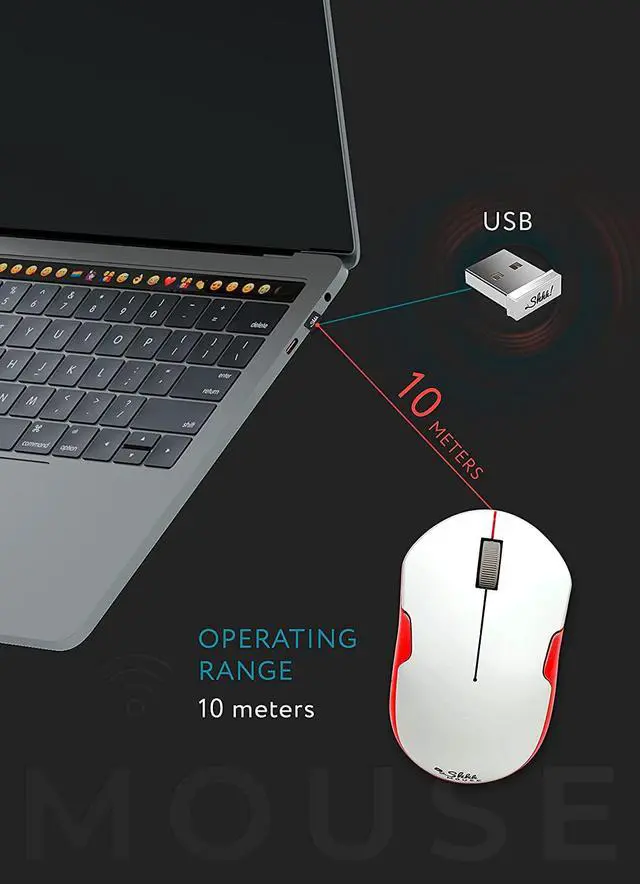 Alt view image 3 of 7 - Wireless Silent Optical Mouse with USB Receiver and Batteries  Cordless, Portable, Quiet Click Mouse for PC, Laptop, Chromebook, Computer