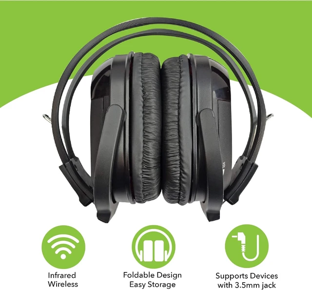 Alt view image 2 of 7 - RP Accessories IR-601B Infrared Wireless Headphones, 2-Channel Folding for Car TV & DVD Audio, Set of 3