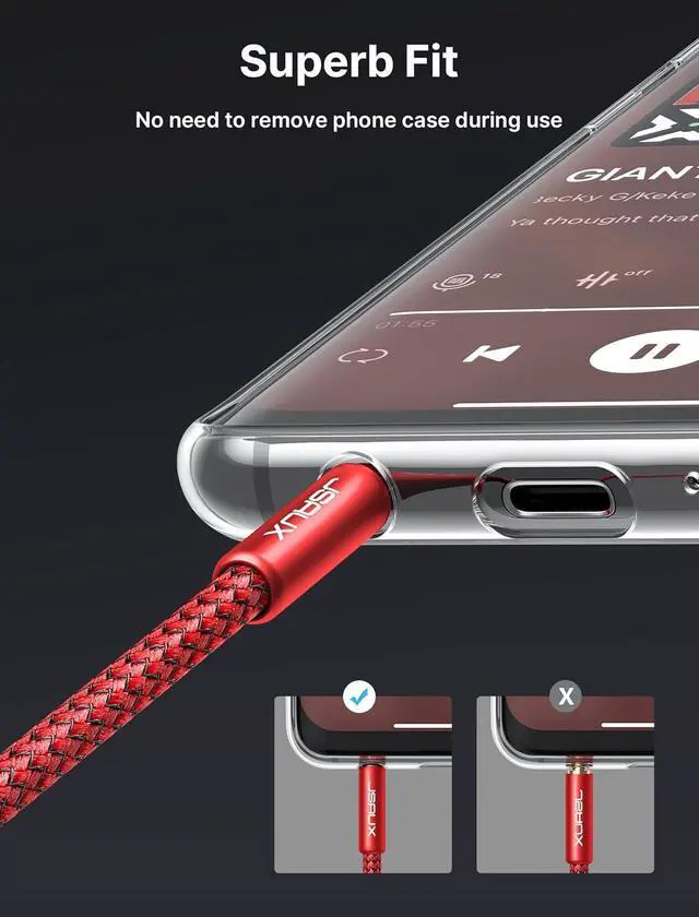 Alt view image 7 of 7 - 6.6ft/2M Aux to RCA Headphone Male to Male Jack Adapter Nylon Braided 1/8 to RCA Audio Y Cord for Smartphones, MP3, Tablets, Speakers, HDTV - Red