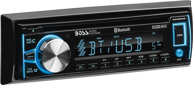 Alt view image 10 of 17 - Boss 560BRGB Single-DIN, CD/MP3 Player Detach Panel Bluetooth