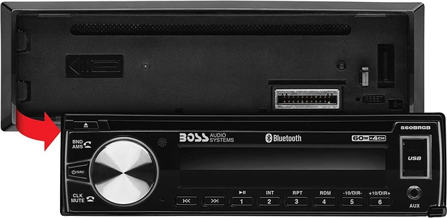 Alt view image 11 of 17 - Boss 560BRGB Single-DIN, CD/MP3 Player Detach Panel Bluetooth