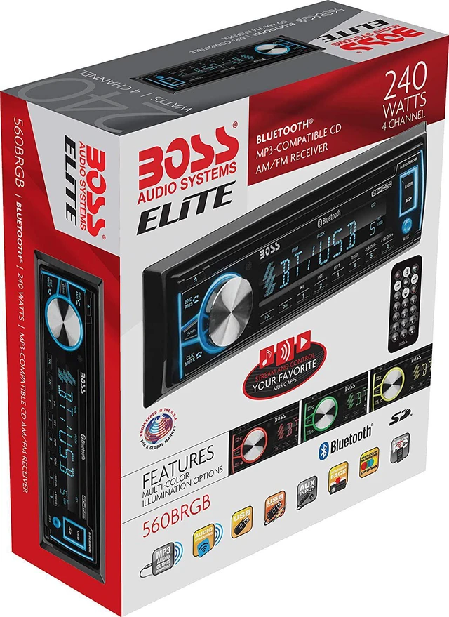 Alt view image 16 of 17 - Boss 560BRGB Single-DIN, CD/MP3 Player Detach Panel Bluetooth