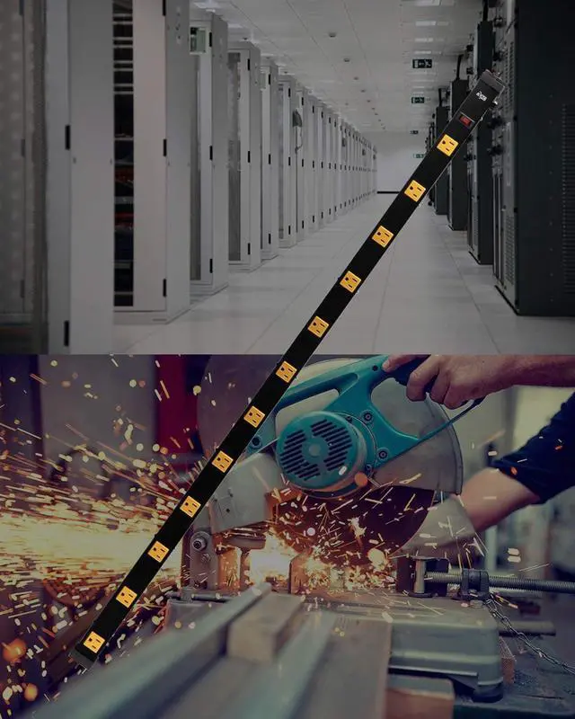 Alt view image 6 of 6 - KMC 12 Outlet Heavy Duty Workshop Metal Power Strip with 3-Foot Long Extension Cord with Circuit Breaker, for Workshop and Industrial use, ETL Certified,Black