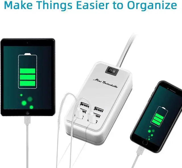 Alt view image 2 of 7 - 6 Ports USB Charger Hub Desktop US Plug AC Power Wall Travel Charging Adapter Slots Charging Station Extension Socket Outlet with Cable