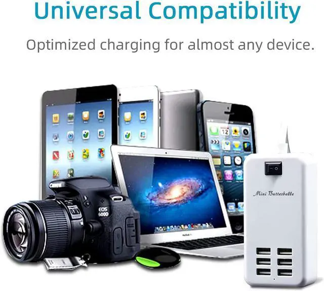 Alt view image 3 of 7 - 6 Ports USB Charger Hub Desktop US Plug AC Power Wall Travel Charging Adapter Slots Charging Station Extension Socket Outlet with Cable