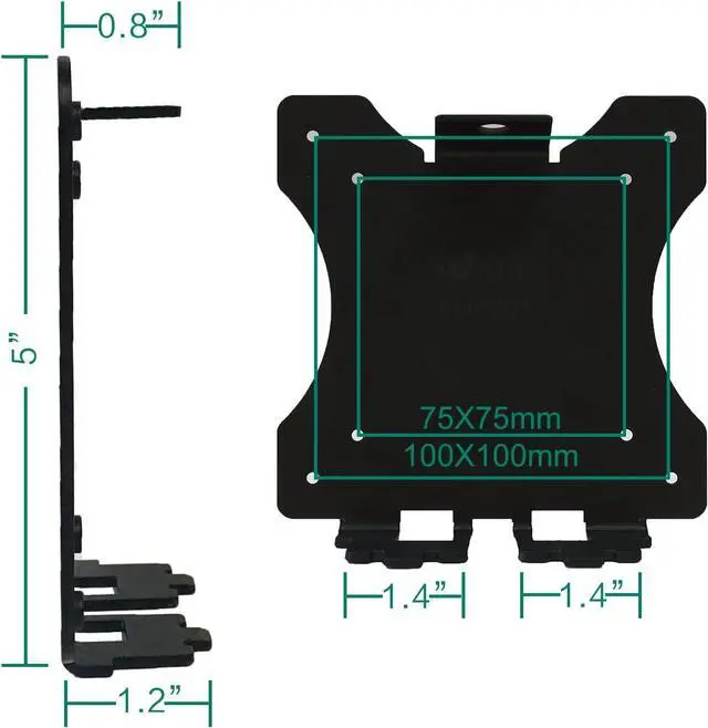 Alt view image 3 of 6 - WALI Mount Adapter Bracket for HP Pavilion Monitors, 27xw, 25xw, 24xw, 23xw, 22xw, 22cwa, 27cw, 25cw, 24cw, 23cw, and 22cw (VHP001-2), 2 Pack, Black