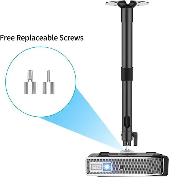 Alt view image 3 of 7 - Projector Ceiling Mount Universal Projector Mount 10.23 - 15.74 Extendable Projector Wall Mount or Bracket with 360 Adjustable Projection Angle 2 Adapters for Different Mounting Holes