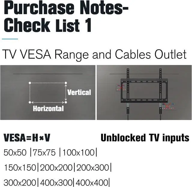 Alt view image 4 of 7 - Mounting Dream TV Mount Fixed for Most 26-55 Inch LED, LCD and Plasma TV, TV Wall Mount TV Bracket up to VESA 400x400mm and 100 LBS Loading Capacity, Low Profile and Space Saving Flat Mount MD2361-K