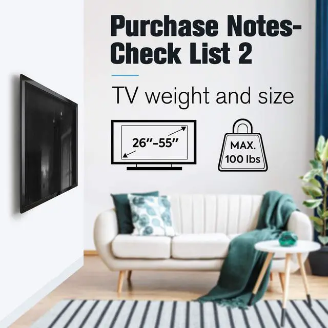Alt view image 5 of 7 - Mounting Dream TV Mount Fixed for Most 26-55 Inch LED, LCD and Plasma TV, TV Wall Mount TV Bracket up to VESA 400x400mm and 100 LBS Loading Capacity, Low Profile and Space Saving Flat Mount MD2361-K
