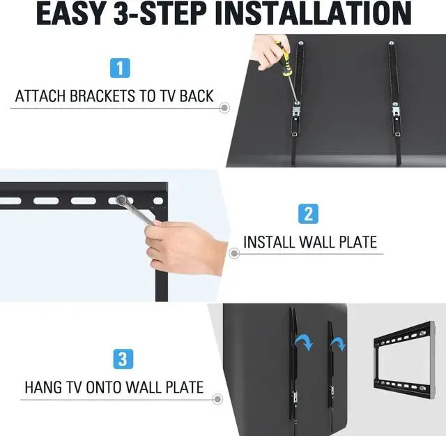 Alt view image 7 of 7 - Mounting Dream TV Mount Fixed for Most 26-55 Inch LED, LCD and Plasma TV, TV Wall Mount TV Bracket up to VESA 400x400mm and 100 LBS Loading Capacity, Low Profile and Space Saving Flat Mount MD2361-K