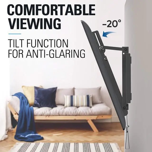 Alt view image 2 of 7 - Tilt TV Wall Mount TV Bracket for Most of 42-70 Inches TVs TV Mount Tilt up to 20 Degrees with VESA 200x100 to 600x400mm and Loading 132 lbs Fits 16 18 24 Studs MD2165-LK