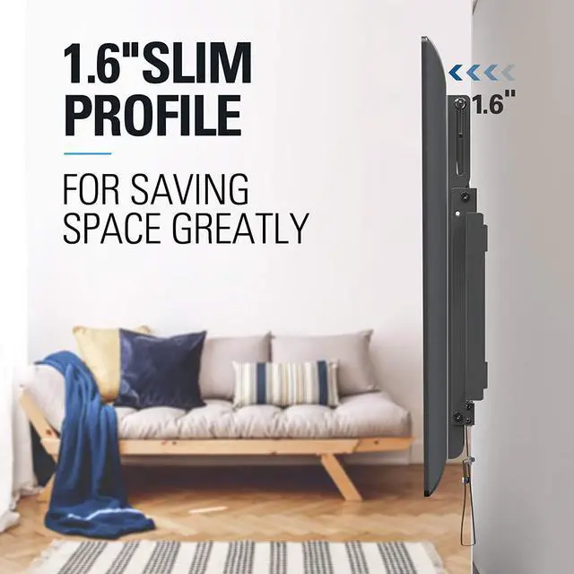 Alt view image 3 of 7 - Tilt TV Wall Mount TV Bracket for Most of 42-70 Inches TVs TV Mount Tilt up to 20 Degrees with VESA 200x100 to 600x400mm and Loading 132 lbs Fits 16 18 24 Studs MD2165-LK