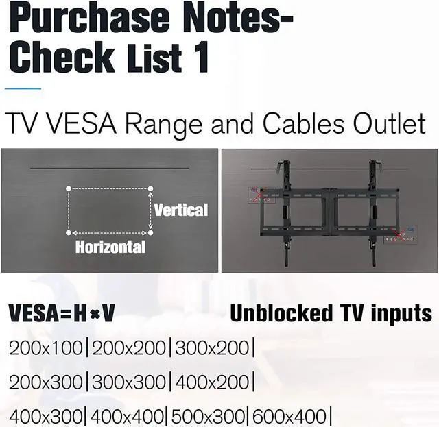 Alt view image 5 of 7 - Tilt TV Wall Mount TV Bracket for Most of 42-70 Inches TVs TV Mount Tilt up to 20 Degrees with VESA 200x100 to 600x400mm and Loading 132 lbs Fits 16 18 24 Studs MD2165-LK