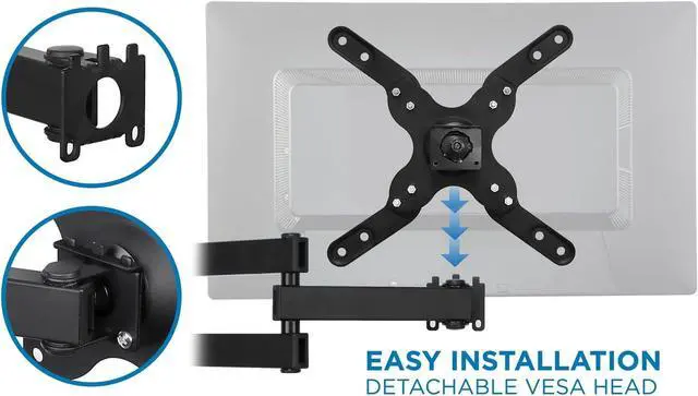 Alt view image 3 of 7 - Mount-It! TV Wall Mount Monitor Bracket with Full Motion Articulating Tilt Arm, 15" Extension Arm Fits 17 19 20 22 23 24 26 27 28 29 30 32 35 37 39 42 47 LCD LED Displays up to VESA 200x200