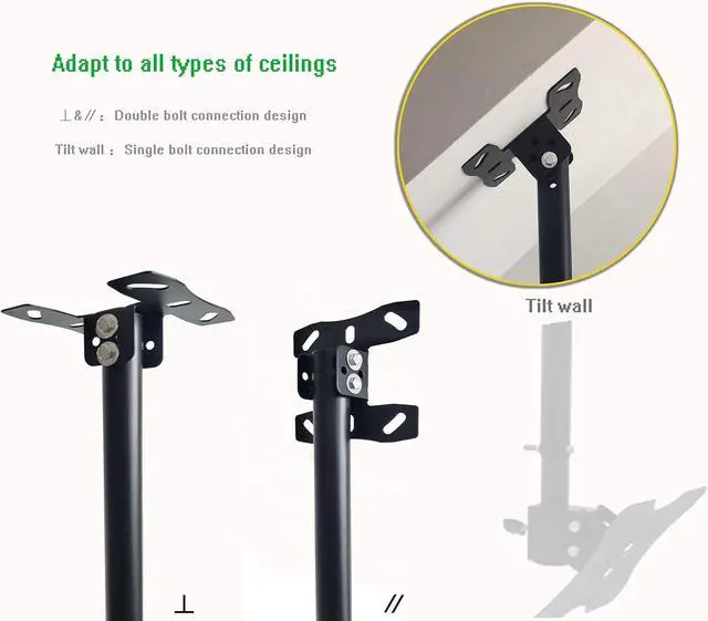 Alt view image 2 of 7 - Adjustable Ceiling TV Mount Bracket Fits Most 14-42" LCD LED Plasma Monitor Flat Panel Screen Displays Tilt / 360°Swivel
