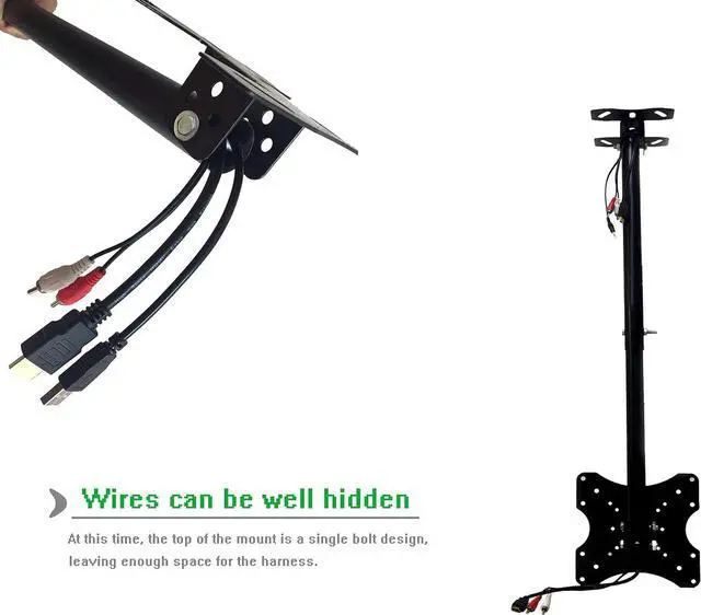 Alt view image 5 of 7 - Adjustable Ceiling TV Mount Bracket Fits Most 14-42" LCD LED Plasma Monitor Flat Panel Screen Displays Tilt / 360°Swivel