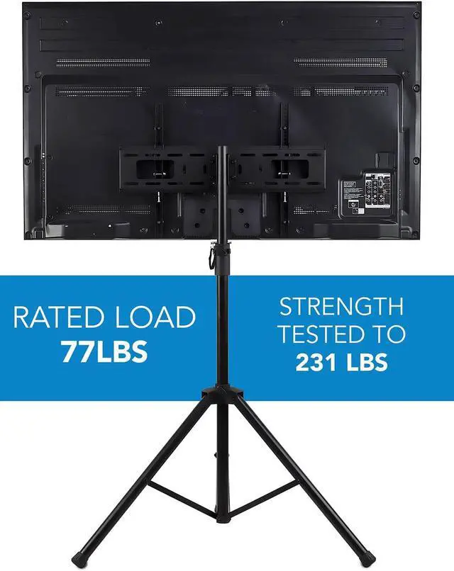 Alt view image 5 of 7 - TV Tripod Stand - Portable TV Stands for Flat Screens - Indoor or Outdoor TV Pole Stand - Television Tripod Stand for 32-70 Inches Screen - Single Pole TV Stand with 77lbs Capacity