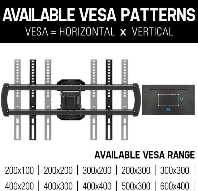 Alt view image 6 of 7 - TV Mount for Most 42-75 inch Flat Screen TVs Up to 100 lbs, Full Motion TV Wall Mount with Swivel Articulating 6 Arms, TV Wall Mounts Fit 12'', 16 Wood Studs, Max VESA 600x400mm