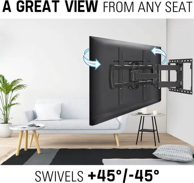 Alt view image 4 of 7 - TV Mount for Most 42-75 inch Flat Screen TVs Up to 100 lbs, Full Motion TV Wall Mount with Swivel Articulating 6 Arms, TV Wall Mounts Fit 12'', 16 Wood Studs, Max VESA 600x400mm