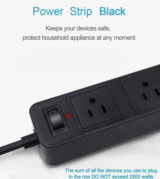 Alt view image 5 of 7 - 2 Prong Power Strip, Surge Protector 2 Prong with 3AC Outlets and 4 USB Charging Ports, 6.6ft 2 Prong to 3 Prong Extension Cord for Home Office